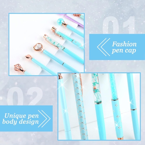 NWT Box Set of 12 Elegant & Fancy Pens Tiffany Blue - Picture 3 of 5